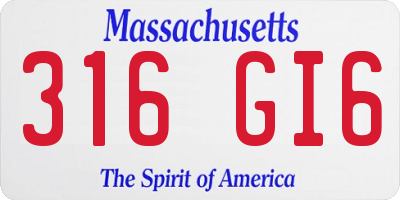 MA license plate 316GI6