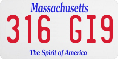 MA license plate 316GI9
