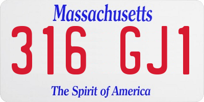MA license plate 316GJ1