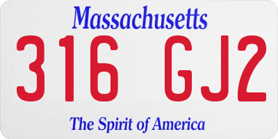 MA license plate 316GJ2