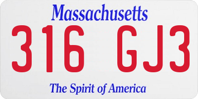 MA license plate 316GJ3