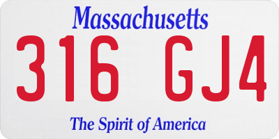 MA license plate 316GJ4