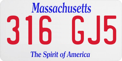 MA license plate 316GJ5