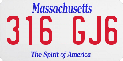 MA license plate 316GJ6