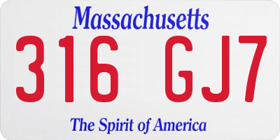 MA license plate 316GJ7