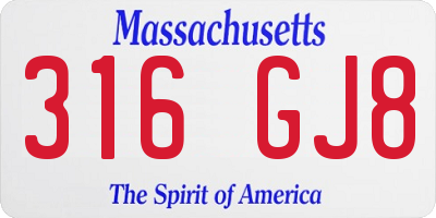 MA license plate 316GJ8