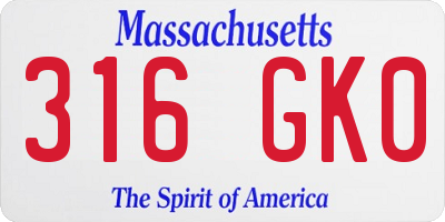 MA license plate 316GK0