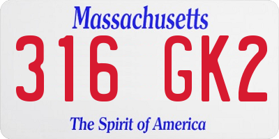 MA license plate 316GK2