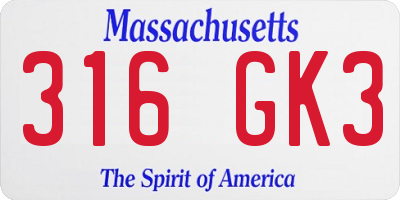 MA license plate 316GK3