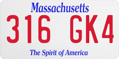 MA license plate 316GK4