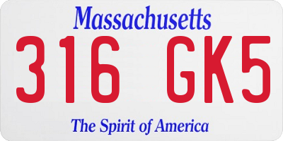 MA license plate 316GK5