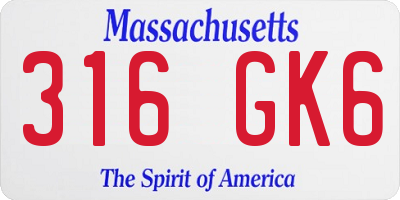 MA license plate 316GK6