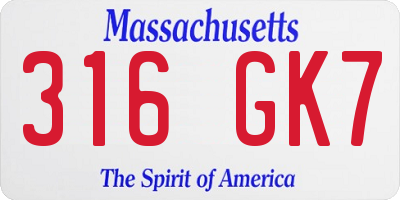 MA license plate 316GK7