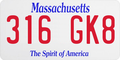 MA license plate 316GK8