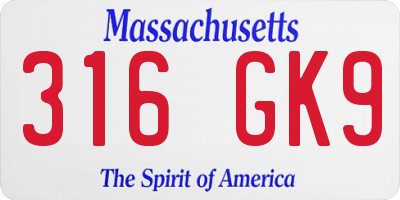 MA license plate 316GK9