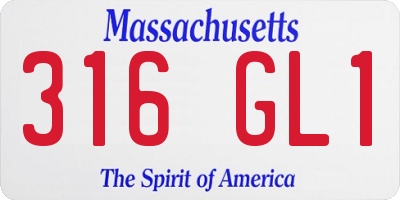 MA license plate 316GL1