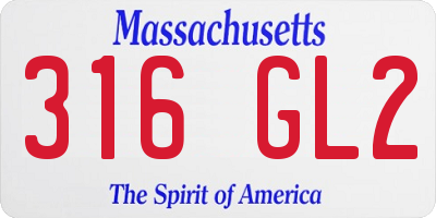 MA license plate 316GL2
