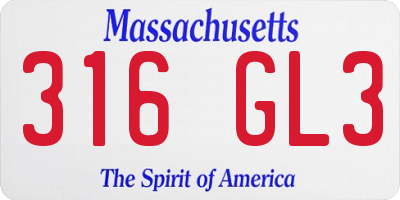 MA license plate 316GL3