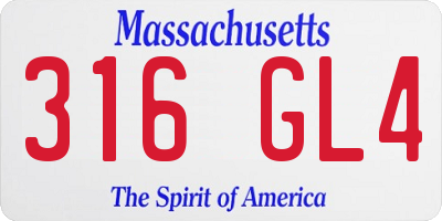 MA license plate 316GL4