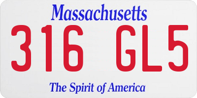 MA license plate 316GL5