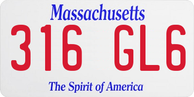 MA license plate 316GL6