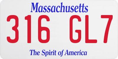 MA license plate 316GL7