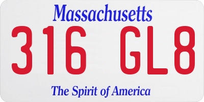 MA license plate 316GL8