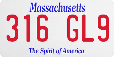 MA license plate 316GL9