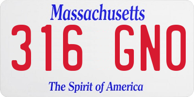 MA license plate 316GN0