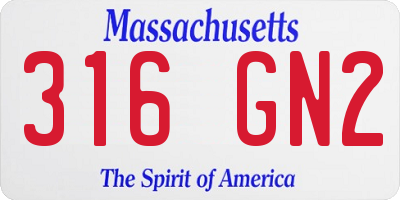 MA license plate 316GN2