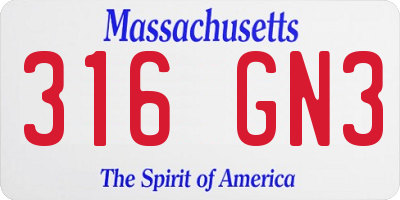 MA license plate 316GN3