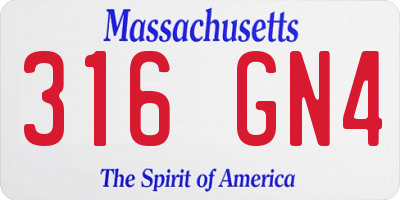 MA license plate 316GN4