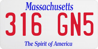 MA license plate 316GN5