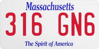 MA license plate 316GN6