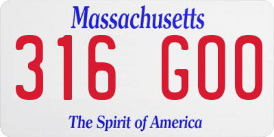 MA license plate 316GO0