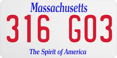 MA license plate 316GO3