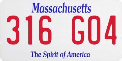 MA license plate 316GO4