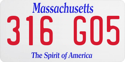 MA license plate 316GO5