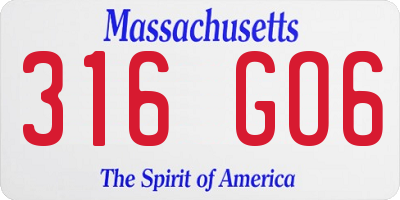 MA license plate 316GO6