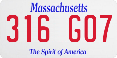 MA license plate 316GO7