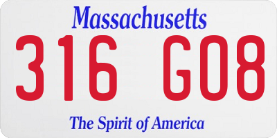 MA license plate 316GO8