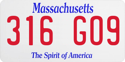 MA license plate 316GO9