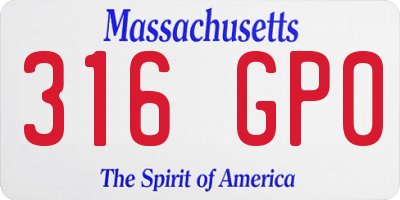 MA license plate 316GP0