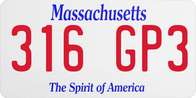 MA license plate 316GP3