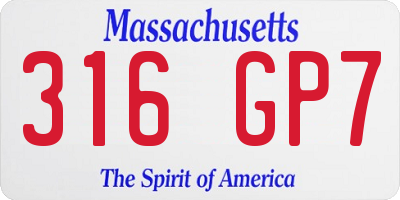 MA license plate 316GP7