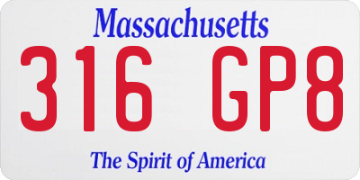 MA license plate 316GP8
