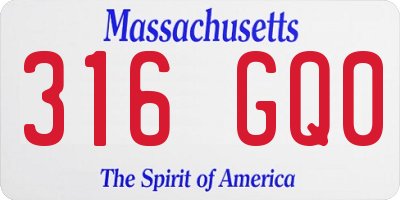 MA license plate 316GQ0
