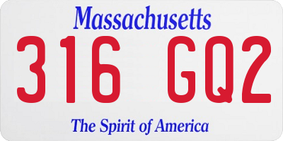 MA license plate 316GQ2