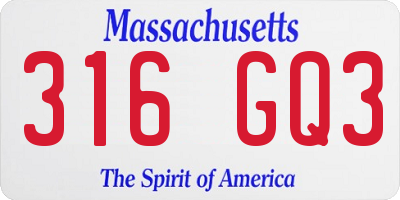MA license plate 316GQ3