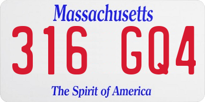 MA license plate 316GQ4